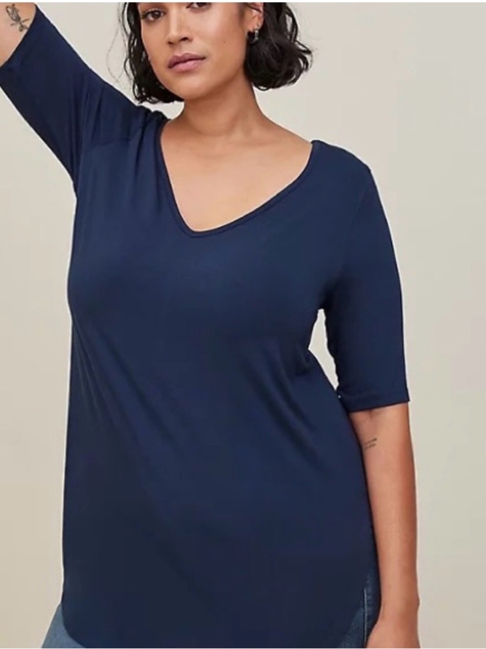 torrid Navy Scoop Neck Short Sleeve Tunic